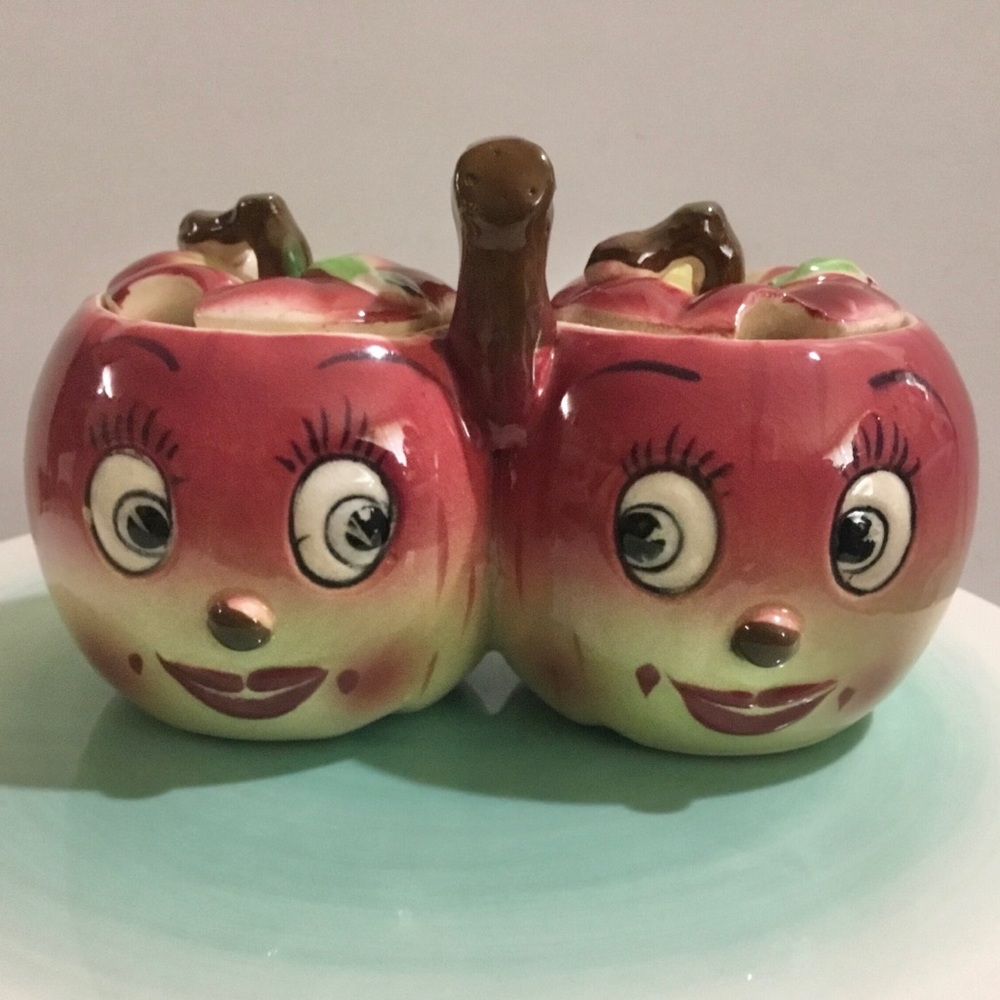 Vintage Japan 🇯🇵 Smiling Face Happy Apple Condiment dish
